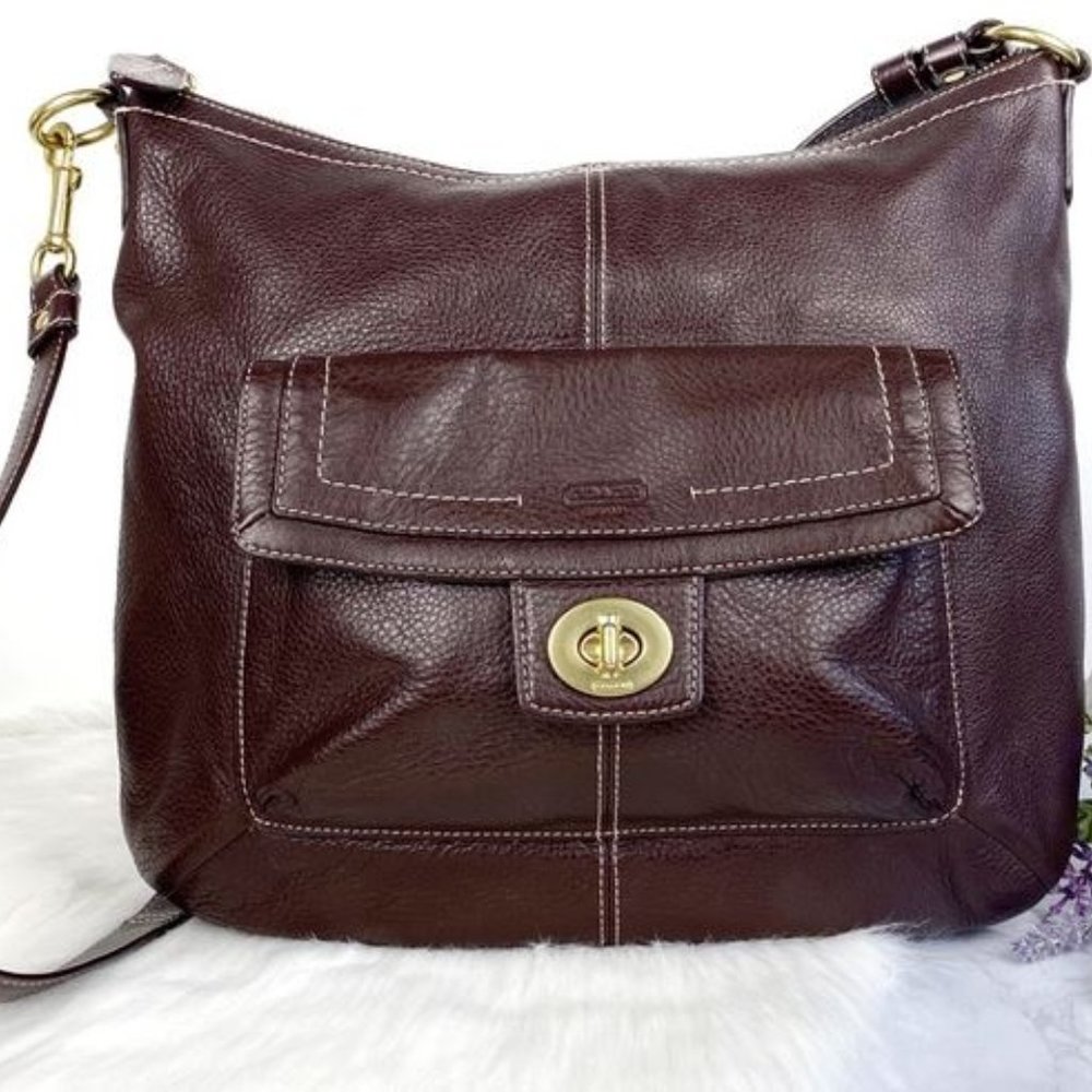 Coach Penelope Brown Pebble Leather Handbag